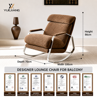 Fauteuil à bascule ergonomique moderne et créatif avec structure en acier inoxydable et tissu pour salon, idéal pour se reposer/décrocher la couche