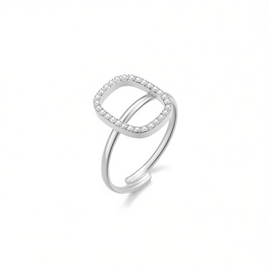 Anillo de moda Amy Amy con circonita cúbica, anillo de cóctel geométrico chapado en plata 925 para mujer, joyería de regalo para uso diario A0144 - Product Image 3
