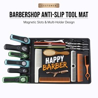 Tapis antidérapant professionnel Happy Barber pour outils de coiffure, tapis de rangement pour outils de coiffure avec 6 aimants puissants, tapis magnétique avec logo personnalisé