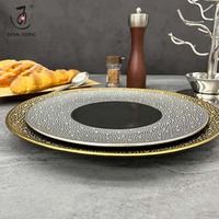 Assiettes de table en céramique et porcelaine de luxe vintage de 11 pouces, dorées, pour apéritifs, salades, steaks et desserts, pour restaurants (vente en gros)