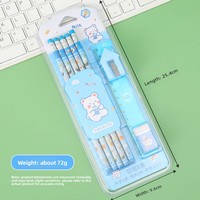 X616 Kit de papeterie multifonctionnel en promotion avec crayon HB, gomme et taille-crayon – Idéal pour la rentrée scolaire, cadeau et récompense