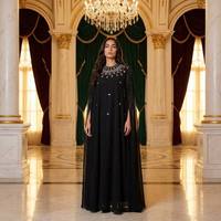 Nouvelles Arrivées 2026 : Abaya Musulmane Moderne avec Manches Cape Ornées de Strass, Coupe Ample, Robe Longue Islamique pour Femmes Musulmanes, Idéale pour l'Aïd
