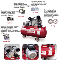Fabriqué en Chine prix bon marché 8bar 1.5kw 2hp avec réservoir 60L mini compresseur d'air industriel électrique portable à piston LV2008