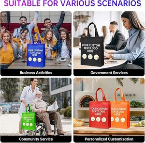 Sacs fourre-tout réutilisables personnalisés - Sacs de courses non tissés avec poignées pour événements commerciaux et magasins de détail (Beige) - Product Image 6