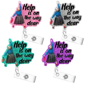 Hot selling acrylic rescue immediately helps medical staff with retractable clips, badges, and Nurse's Day gifts