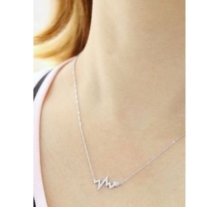 Collier pendentif tendance en argent sterling plaqué rhodium avec zircon, motif battement de cœur, cadeau de fiançailles et de mariage pour adolescentes - Product Image 6