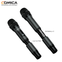 Microphone sans fil pour smartphone COMICA CVM-WS50(H) à 6 canaux, à condensateur cardioïde, en métal, avec émetteur portable, lumières LED, en temps réel