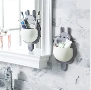शौचालय लवली चूसने वाला टूथब्रश रैक नाखून से मुक्त टूथपेस्ट भंडारण रैक गैर-छिद्रण बाथरूम चूषण दीवार दंत सीट