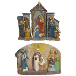 Elegante Scena della Natività di Natale con Angelo e Sacra Famiglia in Resina, Decorazione per la Casa, Regalo Religioso, Scena della Natività del Bambino Gesù - Product Image 4