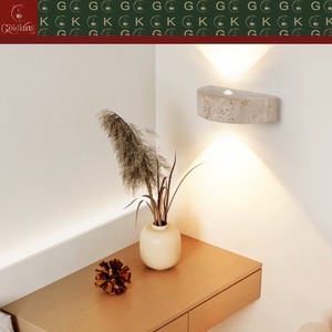 Lámpara de Pared de Media Luna en Travertino Beige para Dormitorio, Sala de Estar o Pasillo, con Doble Haz de Luz Ascendente y Descendente, GOLDKING, Fabricante OEM/ODM Directo de Fábrica - Product Image 5