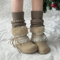 Bottes de neige pour femmes 2026, nouvelle collection hiver, avec garniture en fausse fourrure, décorations en dentelle, cordon de serrage latéral, doublure en coton chaud, antidérapantes, bottines à logo personnalisé