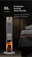 Ventilateur Chauffant Électrique Vertical, Chauffage d'Espace, Oscillation Gauche-Droite, Effet Flamme 3D Style Cheminée, Ventilateur d'Air Chaud en Céramique, Chauffage Intelligent
