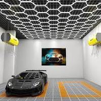 Lumières de garage haute luminosité Led hexagonale Éclairage de détail de mur de plafond Atelier automatique Lumières de garage à LED cellulaires
