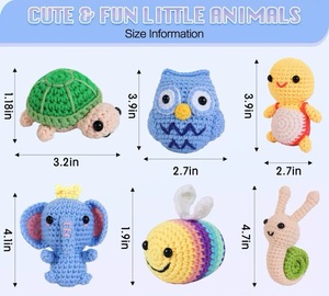 Kit de crochet 6 pièces pour débutants avec tutoriels vidéo détaillés, motifs animaux, art et objets de collection pour adultes (gris) - Product Image 4