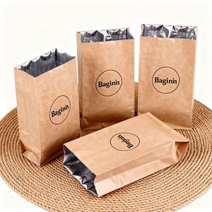 Sacs en papier kraft écologiques personnalisés à fond carré, résistants à la graisse et à l'eau, qualité alimentaire, avec option de logo personnalisé pour hamburgers et biscuits - Product Image 2