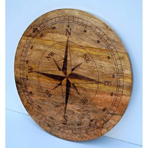 <b>Wooden</b> Compass Wall Art Circular Beach Theme Coastal Home Decor Retirement <b>Sign</b> - Product Image 2