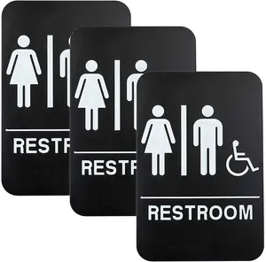 Letrero personalizado para puerta de baño para hombre y mujer, señal de acceso al inodoro, para Hotel y público, LC
