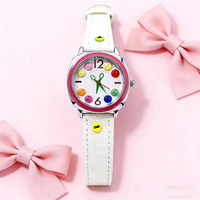 Montre à quartz créative One Kiss en cuir avec bracelet argenté, affichage des aiguilles couleur Joker, étanche