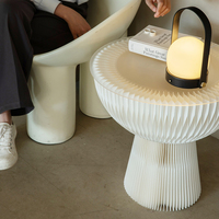 Table pliante en papier en forme de Bouquet avec dessus en acrylique, Table d'appoint, mobilier de salon, gain de place