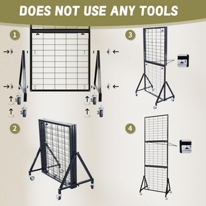 Panneaux muraux pliables personnalisés en métal avec roues freinées pour le stockage de marchandises artisanales - Product Image 4