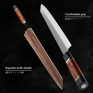 Grandsharp 12.8 ''Couteau à <span class=keywords><strong>saumon</strong></span> japonais Kiritsuke Sashimi Sushi Couteaux Kiritsuke Corne de buffle noire et manche en bois de fer du désert - Product Image 5