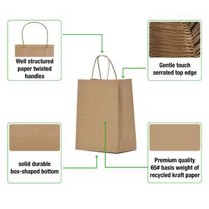 Sac en papier kraft jetable avec poignée pour emballage alimentaire, vente au détail, cadeaux, impression personnalisée - Product Image 4