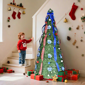 Arbre de Noël en ruban bleu tissé transfrontalier, extensible et pliable, décoration de fête festive, sur pied - Product Image 6