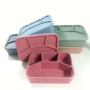BPA Free Kids Food Container Silicone Bento <b>Box</b> Baby Outdoor Travel Portable Divided <b>Lunch</b> <b>Box</b> With Lid Set - Product Image 1