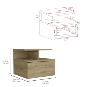 Adele Floating Nightstand With <b>Drawer</b> And Open Storage Shelves For Bedroom - Product Image 3