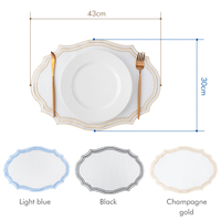Vente directe d'usine, sets de table personnalisés ovales en polyester 100%, broderie fine, imperméables, légers, pour grands événements et banquets