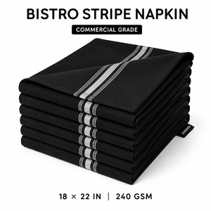 Serbet Bistro Hitam Bergaris Terbalik Buatan Tangan Dapat Digunakan Kembali 18x22 Inci 240GSM MJS Benang Poliester Spun Berwarna Untuk Restoran Hotel Komersial - Product Image 1