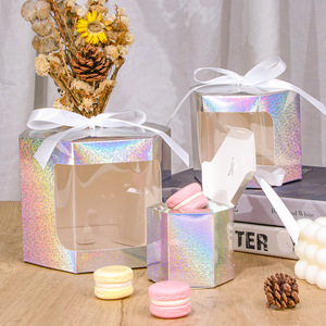 <strong>China</strong> Suppliers 2023 Empty Favors <strong>Packaging</strong> Paper Material Silver Glitter Holographic clear Window Dessert <strong>Box</strong> for Baby Showers - Product Image 3