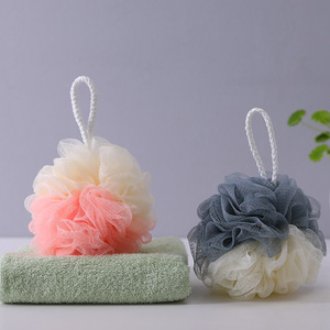 Two Tone Bath Ball 18x15cm Flower Shape Soft Shower <b>Sponge</b> For <b>Bathing</b> - Product Image 1
