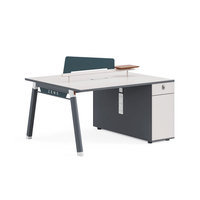 Poste de travail LIYU, bureau partagé pour 2 personnes, table de bureau en open space avec écran de confidentialité, meuble de rangement, chaise ergonomique