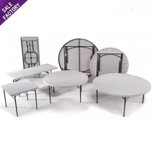 Cho Thuê Thương Mại Ngoài Trời Tiệc Cưới Trắng Bbq Theme Đảng Cắm Trại Dã Ngoại Hdpe Nhựa Tròn Folding Bàn Ăn - Product Image 6