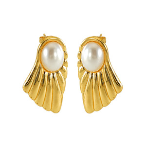 ZOGXIN Wings Shape Pearl <b>Stud</b> Earrings Gold Color <b>Titanium</b> Steel For Women Party Fashion Jewelry - Product Image 5
