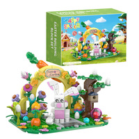 Modèle de lapin de jardin et d'œuf de Pâques transfrontalier compatible, en plastique ABS, jouet DIY, ornements animaux, blocs de construction à petites particules, pour tous les âges