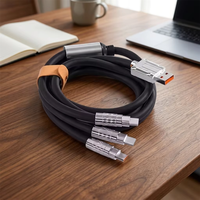 Kabel Pengisian Daya USB Type-C ke C 120W Baru 2026, 3-in-1 PD Silikon, Transfer Data Cepat