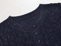 Ensemble 2 pièces tricoté uni pour femme : Cardigan à col rond et manches trois quarts en tissu Lustrin, et jupe longue sirène
