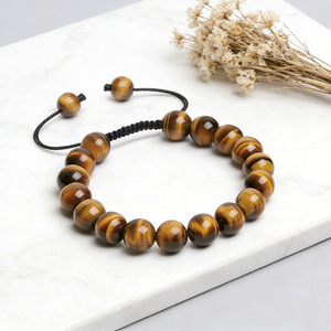 Natural Tiger's Eye <b>Bracelet</b> 17 Beads Adjustable For Everyday Wear - Product Image 1