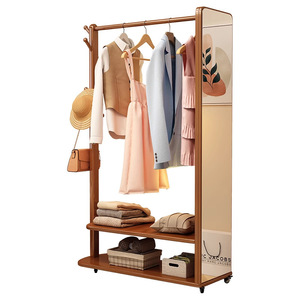 Perchero de madera maciza de 80x32x107cm, diseño moderno con espejo, multiusos, para uso en el hogar y el dormitorio - Product Image 5