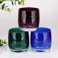 Ventes en gros de pots à bougies en verre coloré de 10 oz avec logo personnalisé, base lourde de luxe, récipient d'aromathérapie, fournisseur en gros de marques privées