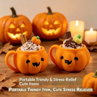 Porte-clés anti-stress Halloween, breloques Pop It Fidget imprimées en 3D (citrouille, coupe de crème glacée, jouet Latte mignon), décoration de sac à dos, cadeau
