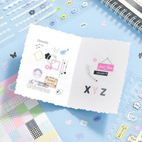 Livre d'autocollants Mr.Paper Deco en double matériau avec pelliculage brillant, impression CMJN, lettrage graphique de base pour journalisation et scrapbooking