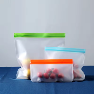 Sacs <span class=keywords><strong>de</strong></span> conservation alimentaire réutilisables pour micro-ondes, en plastique PP/PE avec support en silicone, pochette <span class=keywords><strong>de</strong></span> congélation pour salades et sandwichs - Product Image 6