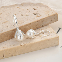 Blumen-Perlen-Hakenohrringe 925 Sterling Silber Vintage Hängeohrringe