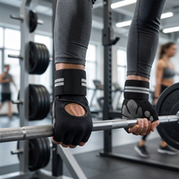 Gants de sport en polyester avec sangle de poignet réglable, pour la gym, le cyclisme, la pêche, le fitness, demi-doigts, respirants, légers et durables