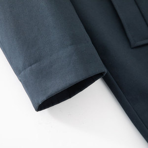 Top qualité Offre Spéciale hommes long <span class=keywords><strong>trench</strong></span>-coat marine foncé simple boutonnage centre évent veste imperméable long manteau pour hommes pourrait personnalisé - Product Image 5