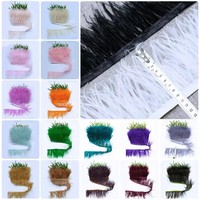 Ruban en tissu fait main 2 plis avec franges et garniture en plumes d'autruche pour loisirs créatifs, vêtements, robes, costumes, accessoires de chaussures et fêtes