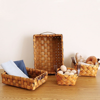 Paniers de rangement en bambou tressé à la main Wanuocraft, panier tissé naturel avec poignées pour la décoration de la maison, l'emballage de cadeaux et l'organisation
